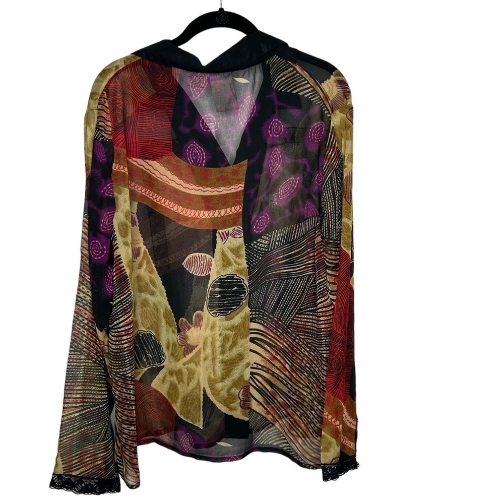 New Original Anthony Womens Semi Sheer Blouse 1X Button Front Art To Wear BNWT - Picture 3 of 3
